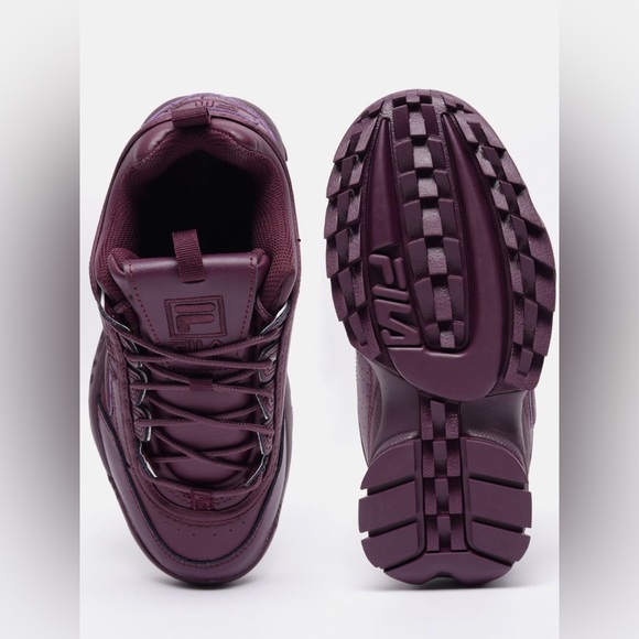FILA PEACOAT DISRUPTOR II PREMIUM WOMEN'S SNEAKERS Deep Burgundy Athletic Shoes - Picture 5 of 9